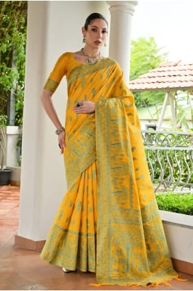 Yellow Weaving Bangalore Silk Saree SR29896