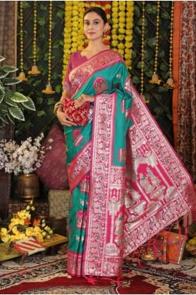 Zari Silk Saree in Sea green SR28942