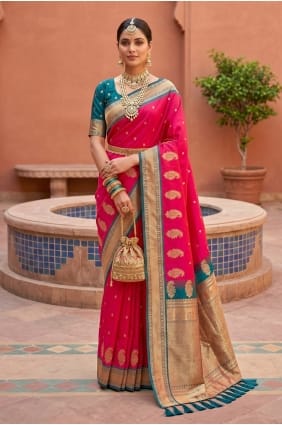 Silk Saree in Pink with Zari SR30128