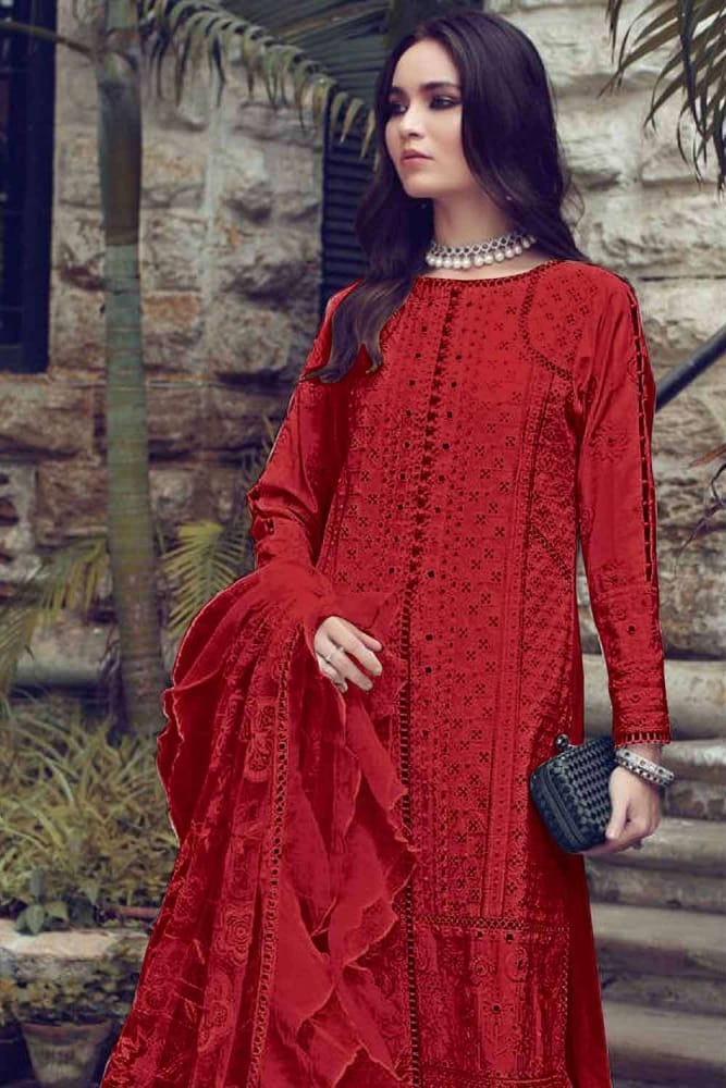 Buy Red Cotton Palazzo Suit with Dupatta Online PZ1782 - Shopkund