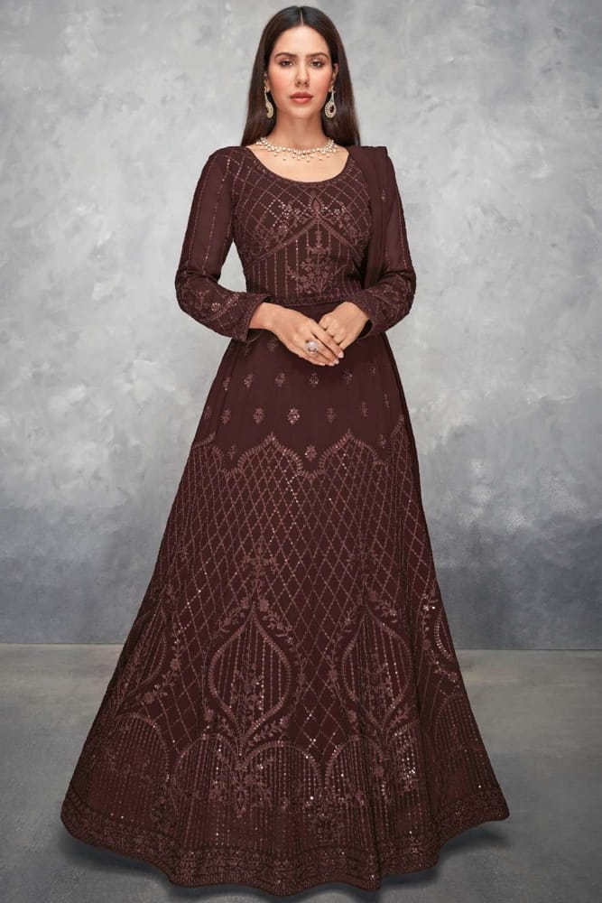 princess polly baby blue dress Deep Brown Anarkali Set  Hirnee