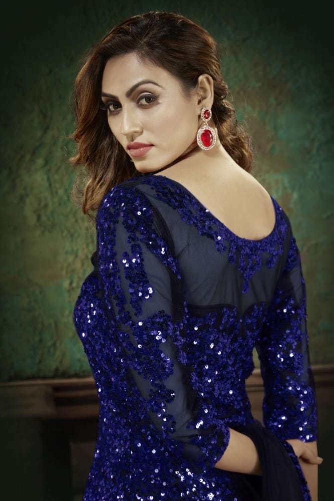 blue net dress Nadine Merabi Juliette Blue Dress 2