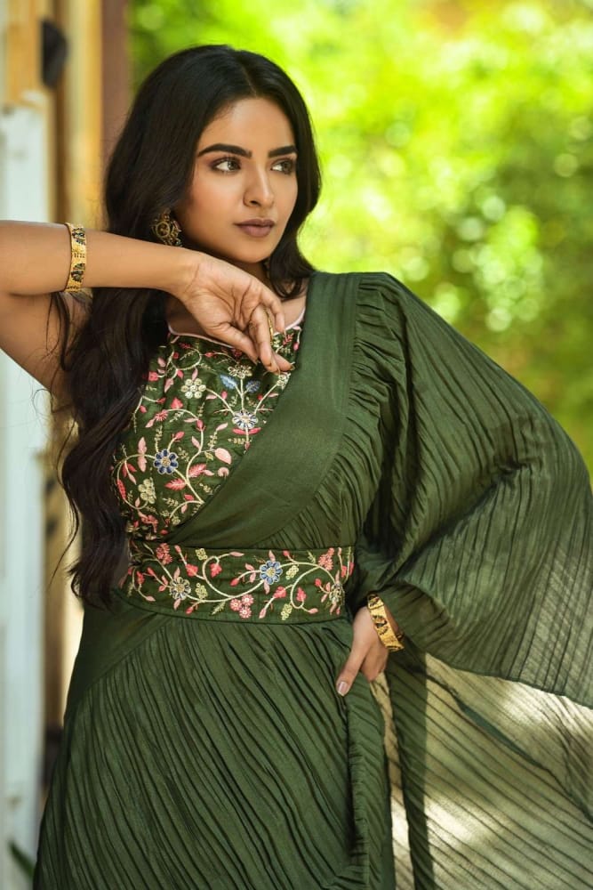 Buy Georgette Party Wear Saree in Green with Blouse Online SR23293 -  Shopkund