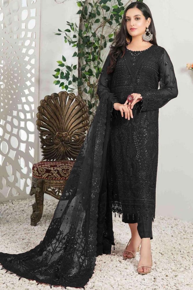 Buy Black Faux georgette Eid salwar kameez with Dupatta Online