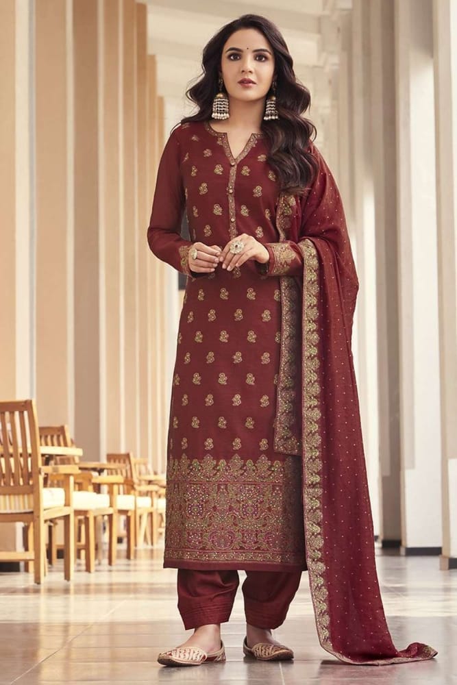 Buy Maroon Silk Salwar kameez with Dupatta Online SK15250 Shopkund