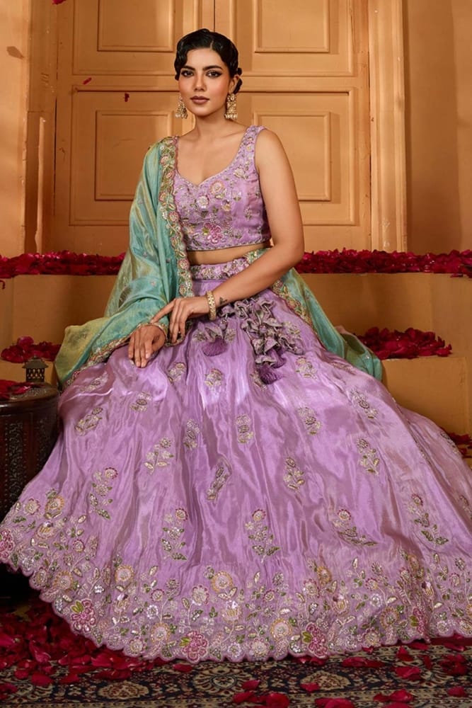 sachin and babi light blue dress Lavender Floral Princess Party Gown for Girls – Elegant Embroidered Tu –  Inayah Fashion main image 0