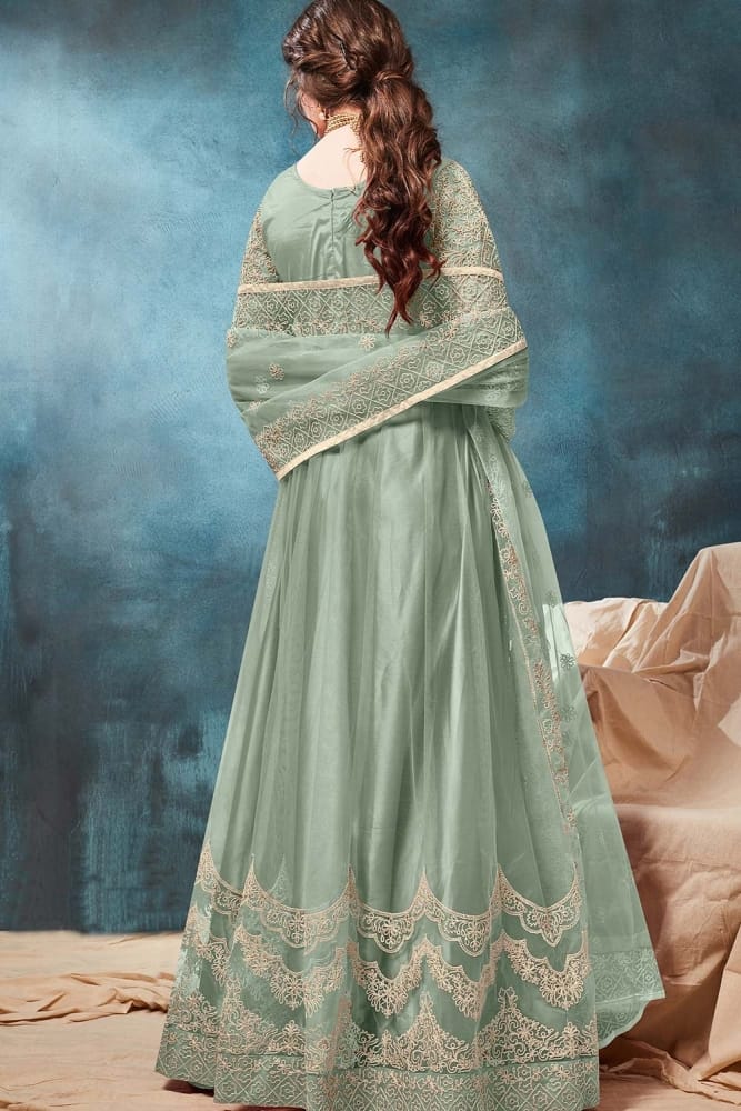 open lace back dress Printed Floral Pastel Anarkali|Heavy Flare- Festive & Wedding wear –  kasumi.in